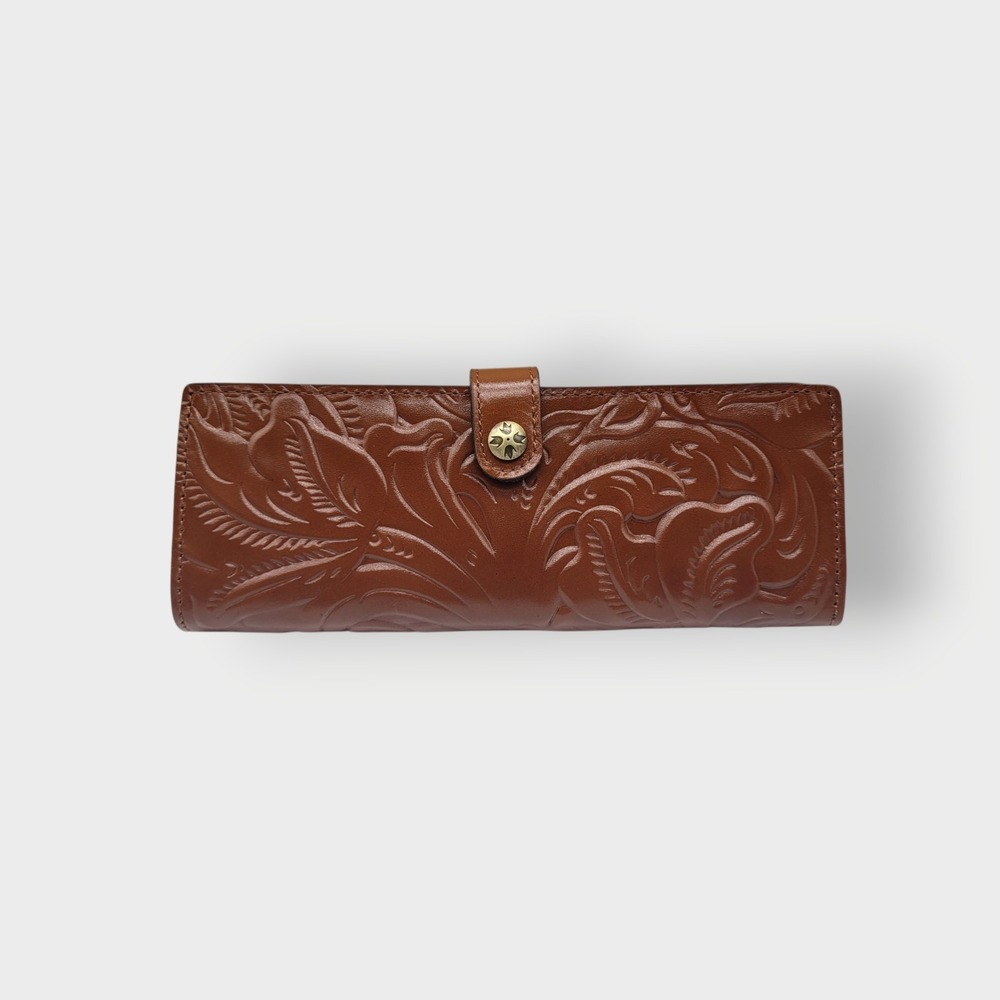 Patricia Nash Embossed Floral Leather Wallet in Chestnut